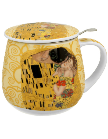 TAZA KLIMT KISS OCRE PORCELANA 0.4L FILTRO Y TAPA
