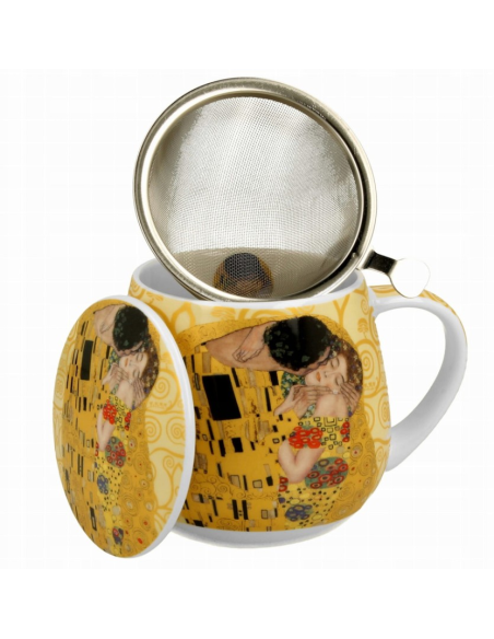 TAZA KLIMT KISS OCRE PORCELANA 0.4L FILTRO Y TAPA