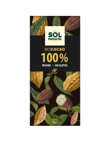 TABLETA CHOCOLATE 100 % BIO 70 GR SOL NATURAL