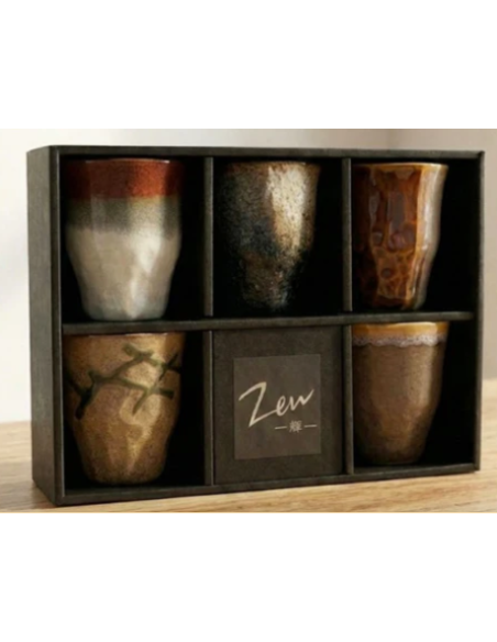 SET YAHIKO 5 VASOS PORCELANA JAPONESA 0.25 L