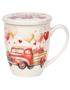 TAZA CAR HEARTS PORCELANA 0.35 L FILTRO Y TAPA