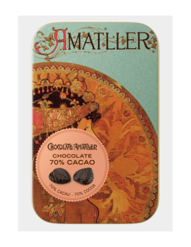 LATA HOJAS 70% CACAO 30 GR AMATLLER