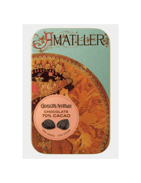 LATA HOJAS 70% CACAO 30 GR AMATLLER