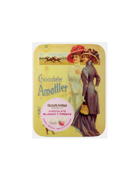 LATA HOJA CHOCO BLANCO Y FRESA  60 GR. AMATLLER