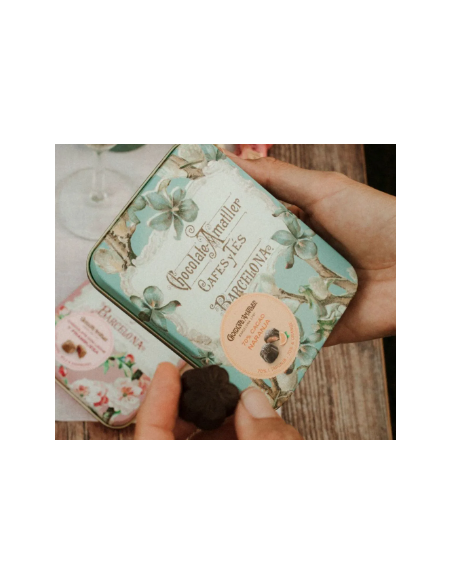 LATA FLOR 70% CACAO Y NARANJA 72 GR. AMATLLER