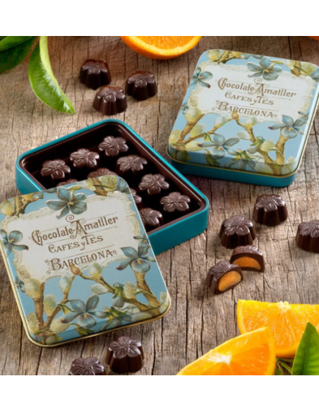 LATA FLOR 70% CACAO Y NARANJA 72 GR. AMATLLER