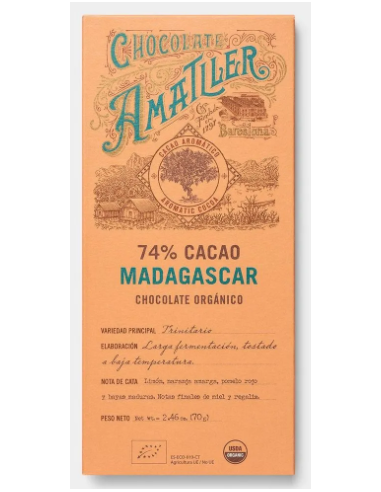 TABLETA MADAGASCAR 74% CACAO  70 GR....