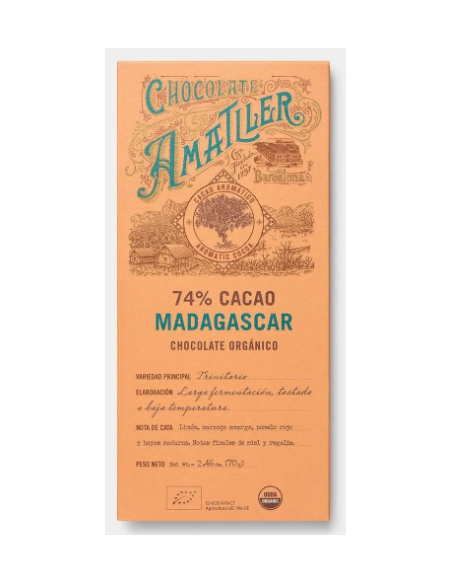 TABLETA MADAGASCAR 74% CACAO  70 GR. AMATLLER