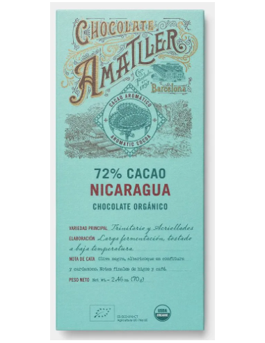 TABLETA NICARAGUA 72% CACAO 70 GR....