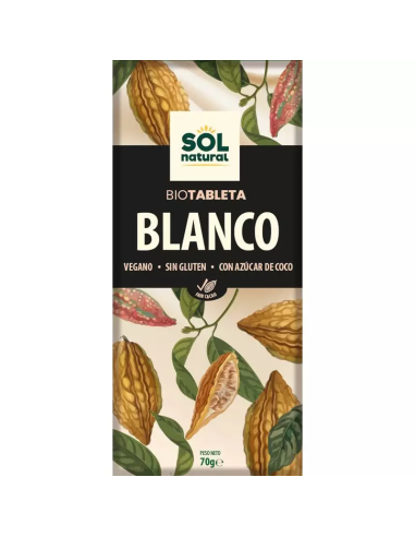 TABLETA CHOCOLATE BLANCO BIO 70 GR SOL NATURAL