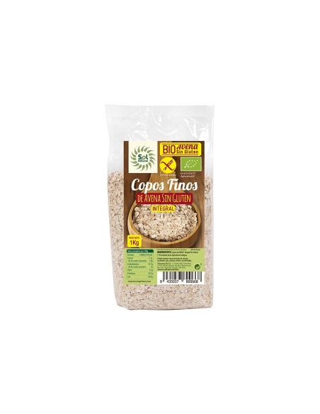 COPOS DE AVENA FINOS INTEGRAL SIN GLUTEN BIO 1kG SOL NATURAL