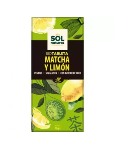 TABLETA CHOCOLATE MATCHA LIMÓN BIO 70 GR SOL NATURAL