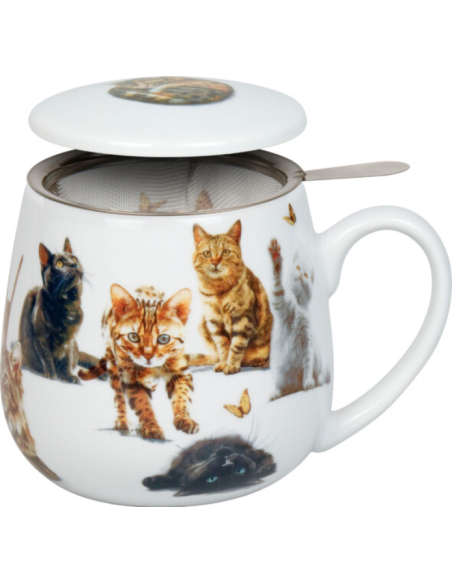 TAZA GATOS PEQUEÑOS FILTRO Y TAPA 400 ML KONITZ