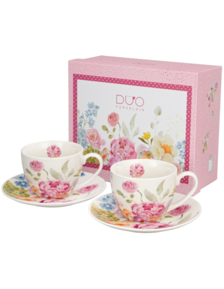 SET JUNE 2 TAZAS CON PLATO 0,25 L PORCELANA