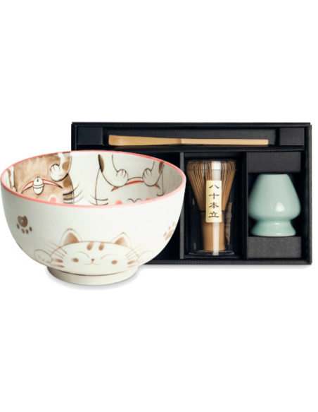 SET THREE CATS CERÁMICA PARA MATCHA 0.5 L