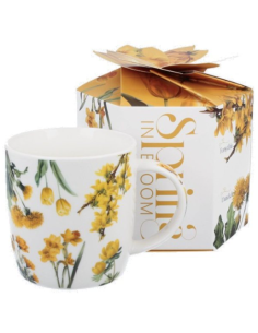 TAZA YELLOW FLOWER PORCELANA 0.4 L  CAJA DE REGALO