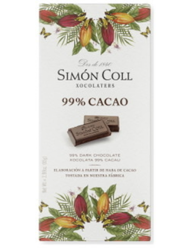 TABLETA CHOCOLATE 99% CACAO 85 GR....